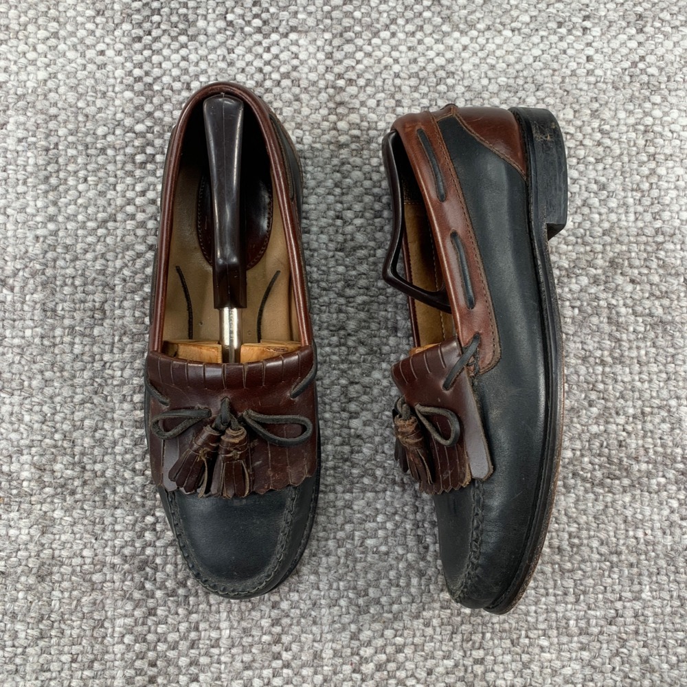 Johnston & Murphy Loafers Mens 8.5 M Black Burgundy Kiltie Tassel 20-6145
